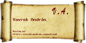 Vavrek András névjegykártya